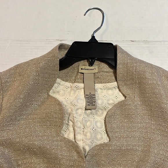 Anthropology Elevenses-6-beige,office siren,Metallic Scallop,crop, blazer/jacket - Picture 7 of 13